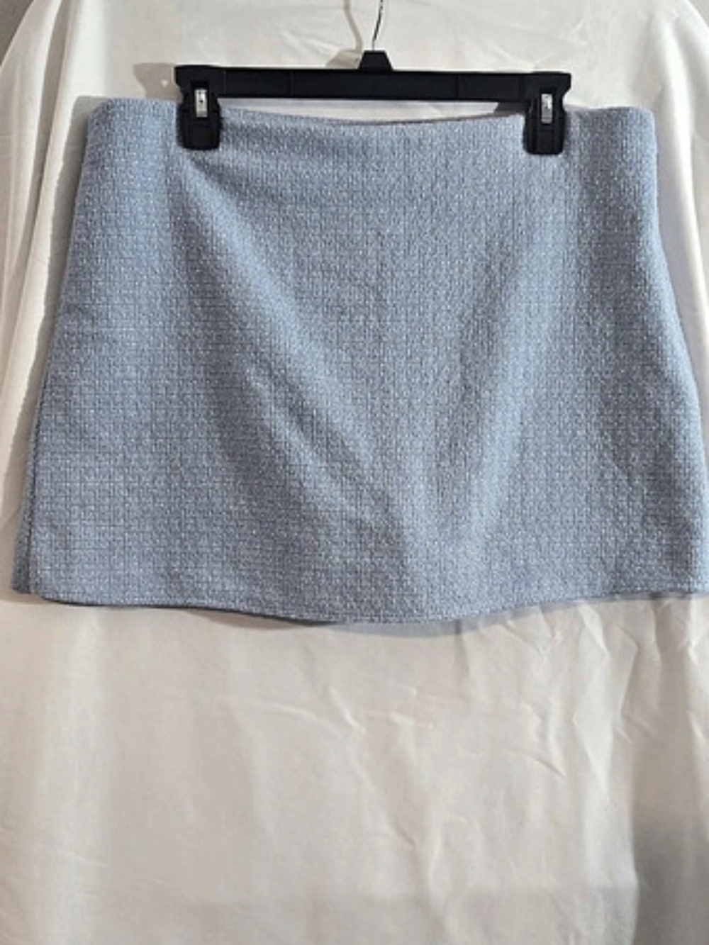 Zara XL Light Blue Metallic Sparkle Tweed Skort Mini Skirt Shorts